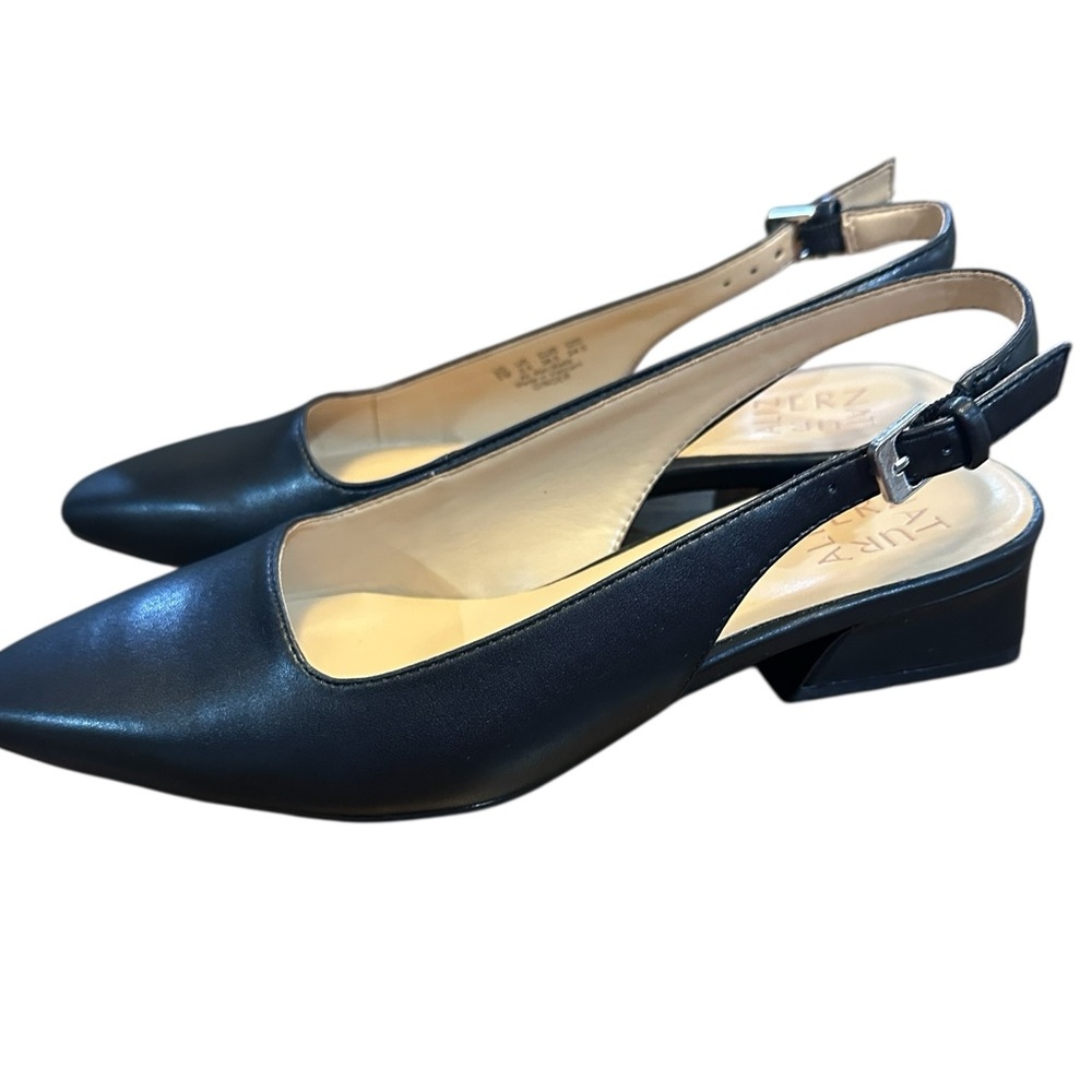 Naturalizer Leather‎ Pointed Toe Slingback Block Black 8 Medium new
